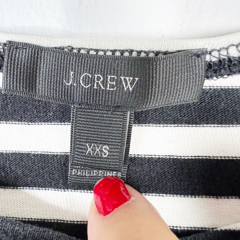 J. Crew black & white striped short sleeved knit top shirt Size XXS - Picture 4 of 4